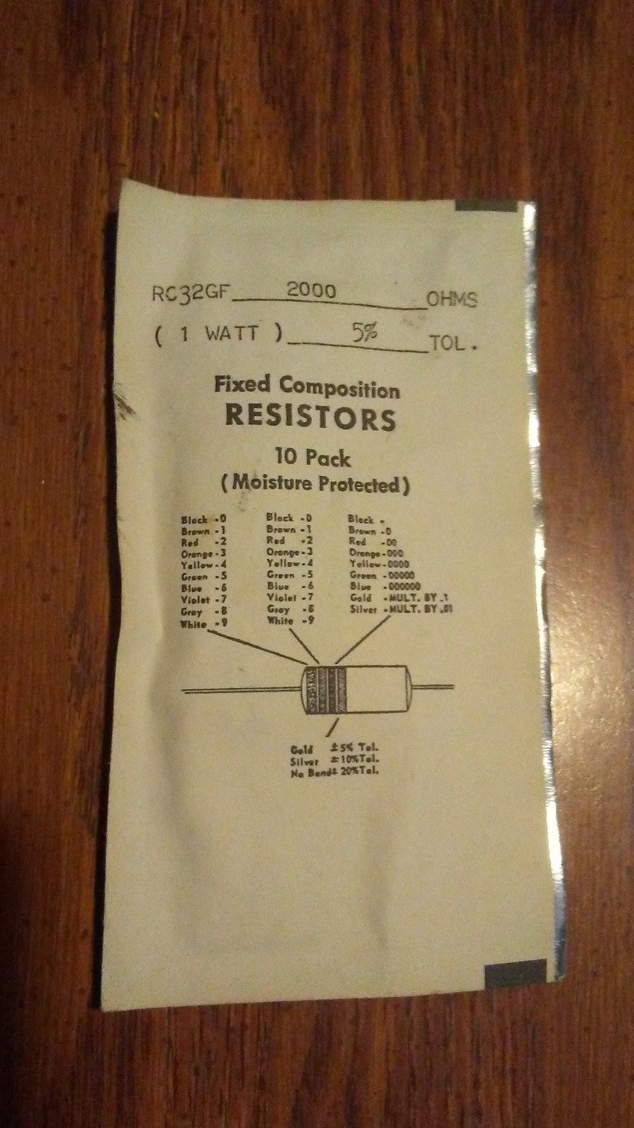 10 Pc. RC32GF 1W 5% 2000 OHMS Resistors Sealed!