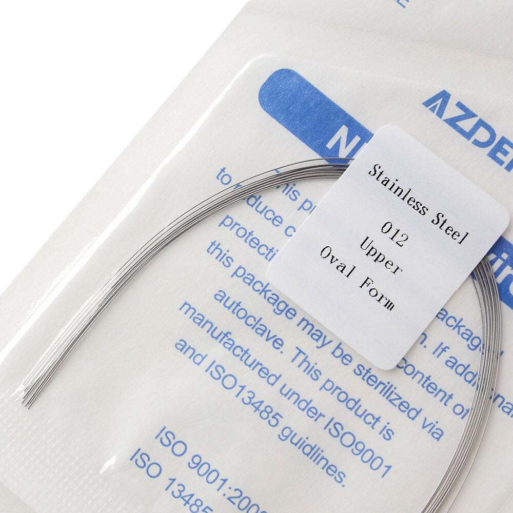 AZDENT Dental Super Elastic Stainless Steel Arch Wires Round Ovoid /Natural FDA