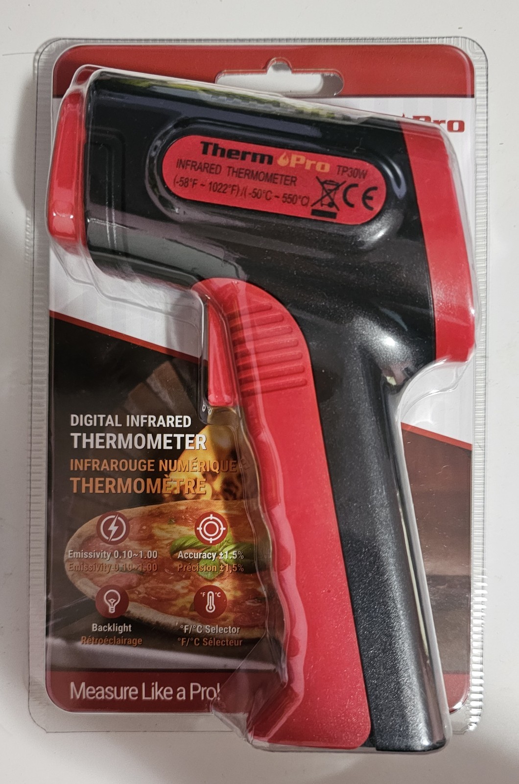 TempPro TP-30W Digital Laser Infrared Thermometer -58~1022°F 12:1 Non-Contact