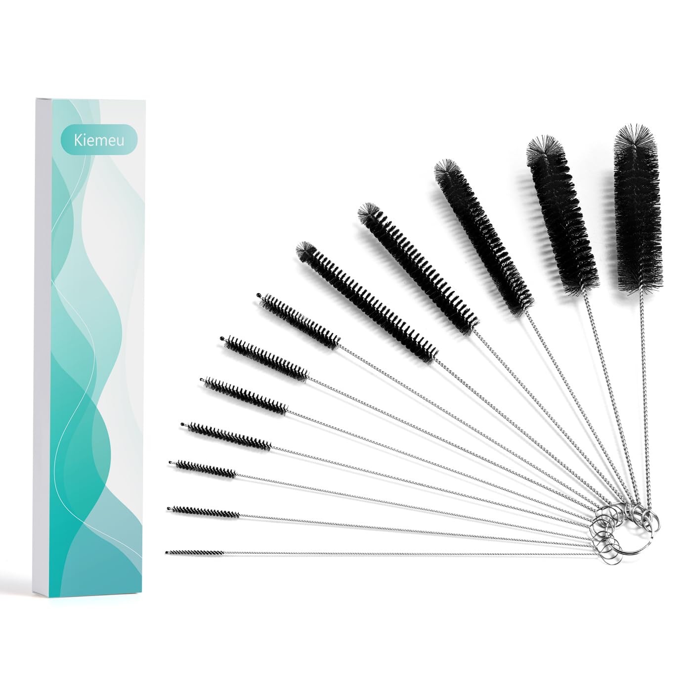 9.5 Inches Long Straw Cleaner Brush Set, 12 Pack 9.45 inches / 24 cm, Black