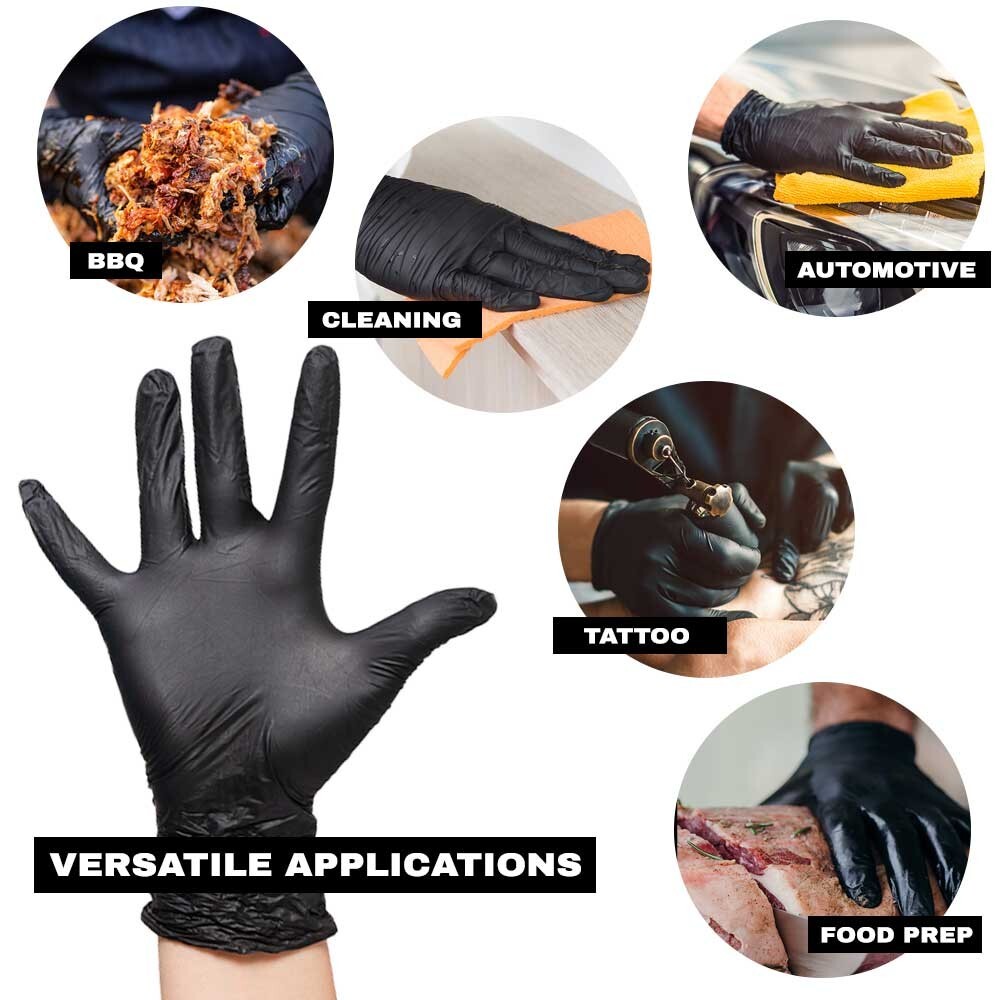SkinTx Black Nitrile Disposable Powder Free Examination Gloves – Pack of 100