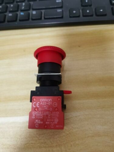1PCS New Omron A22E-M-02 A22EM02 Pushbutton Switch Red Free Ship