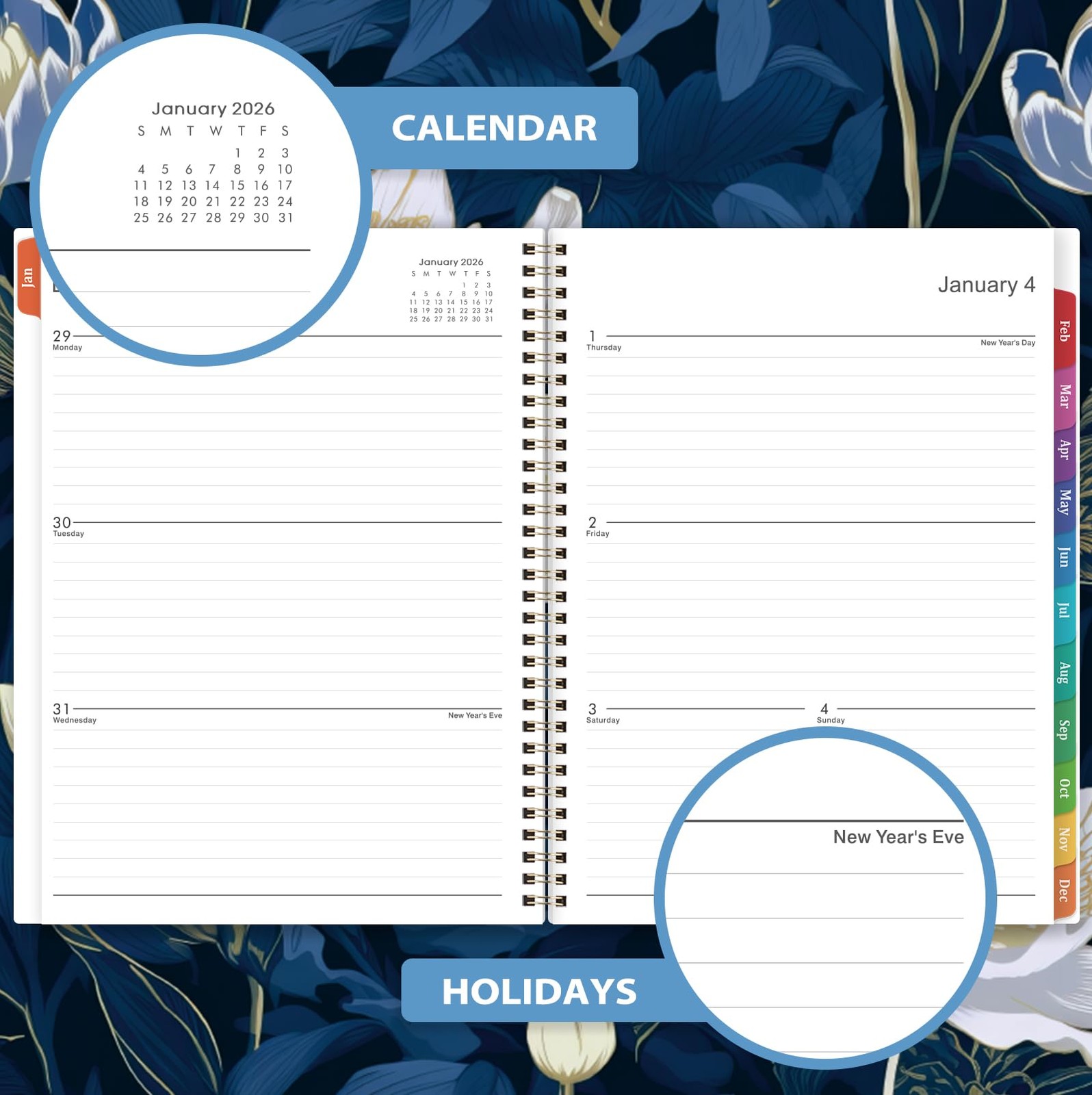 2026 Planner – Jan. 2026 – Dec. 2026, 8.5″ x 11″, x Blue