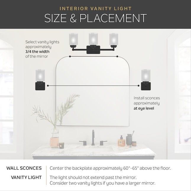 KICHLER Winslow 30″ 4-Light Black Contemporary Bathroom Light with Seeded Glass