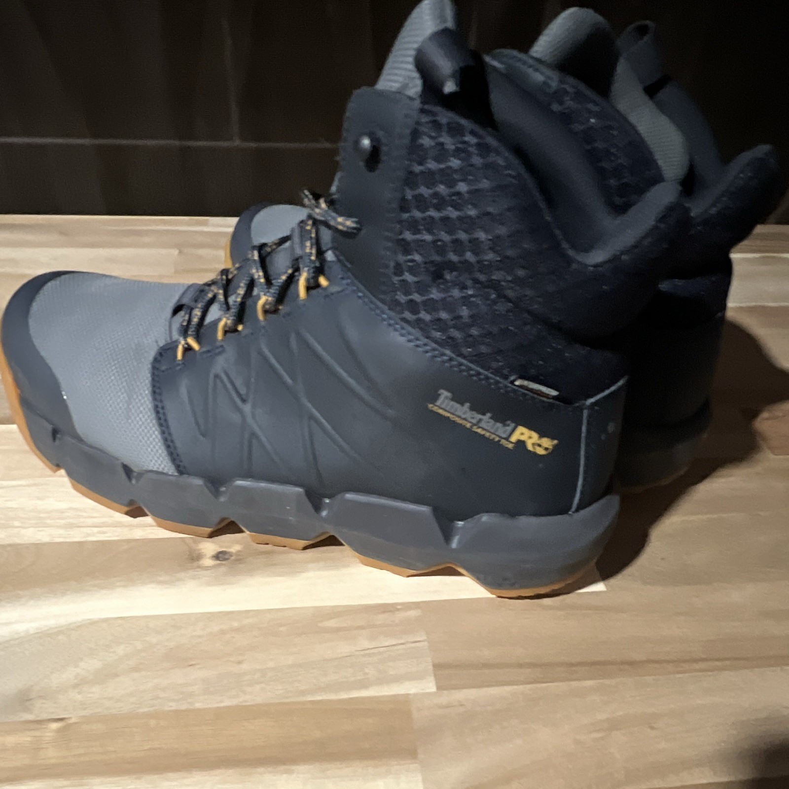 Timberland PRO Gray/Black Lace-Up Work Boots with Gum Soles, Pair