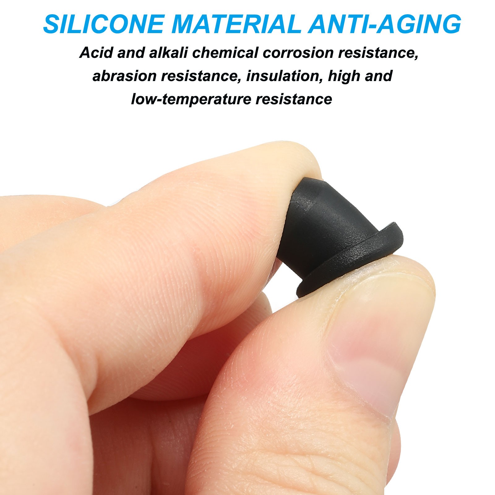 Silicone T-hole Stopper 8.3mm/0.33inch, 20Pack Plug for Cable Gland Hole, Black