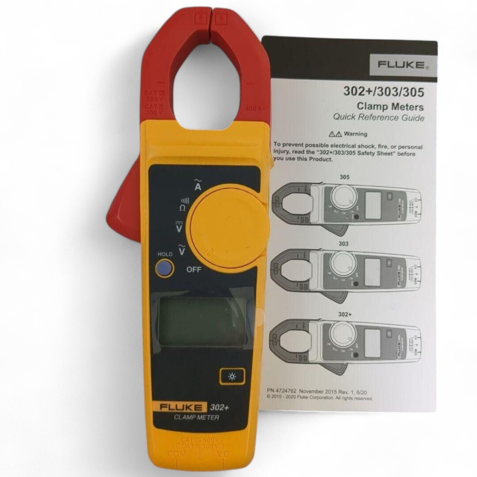Fluke 302+ Plus Digital Clamp Meter Tester AC / DC Volt Amp Multimeter AC400A