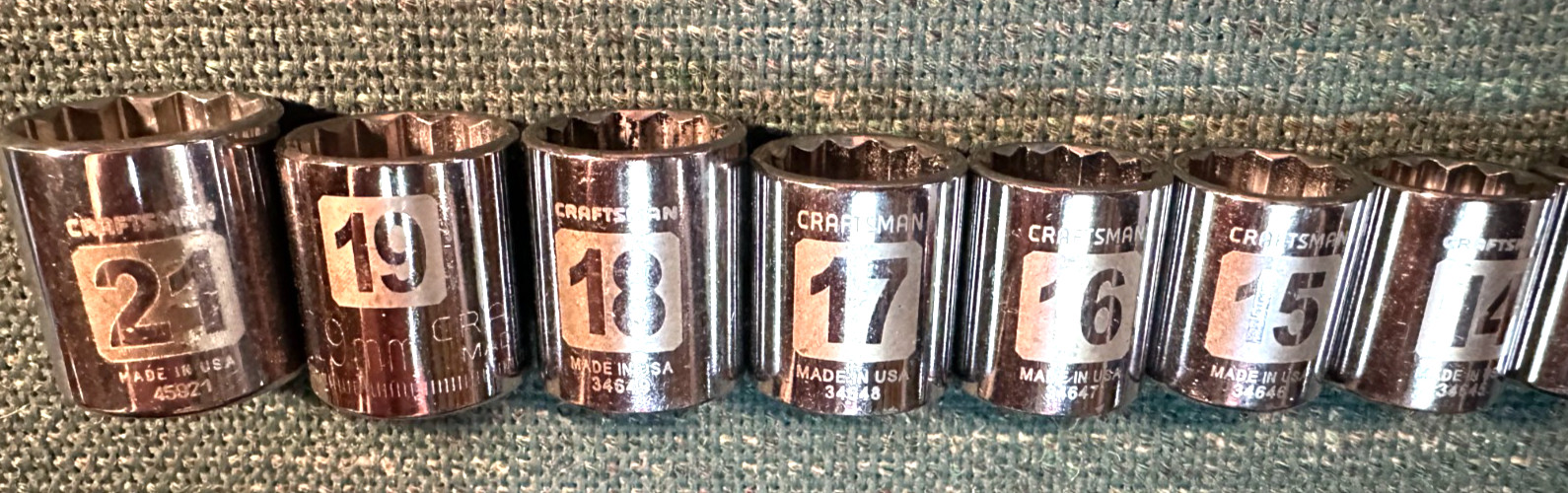 RARE 13 PC 3/8 DR 12 PT LASER-ETCHED SOCKET SET CRAFTSMAN 8-21MM USA MADE
