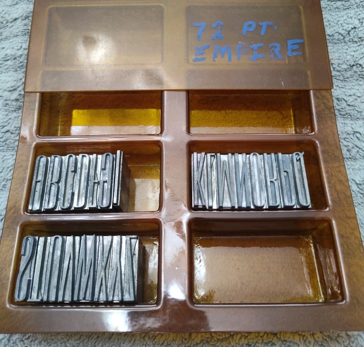 Kingsley Hot Foil Machine Letter Type Font Set 72 Pt Empire Vintage Rare CAPS