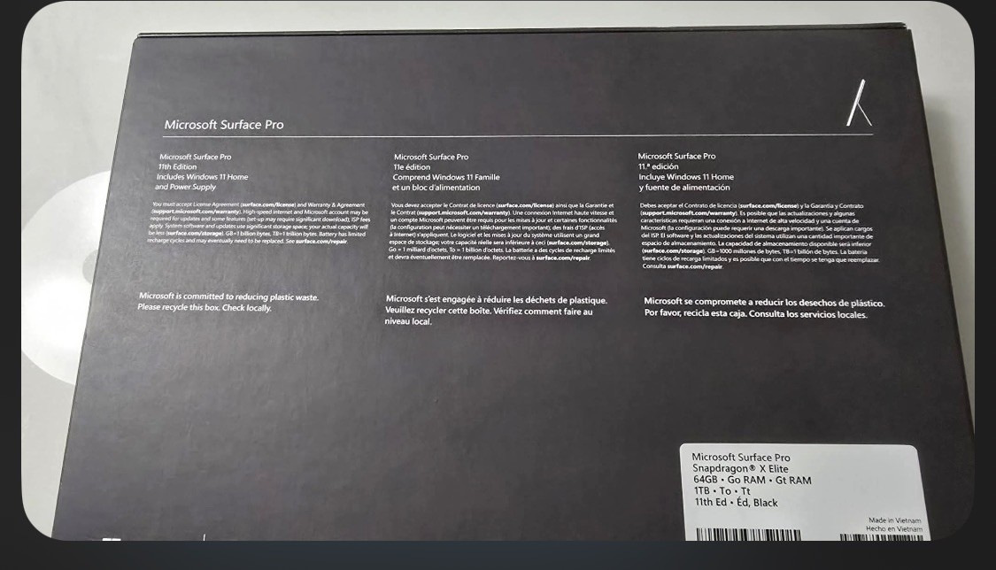 Microsoft Surface Pro Copilot + PC 11 13″ Elite 64 GB/1TB CoPilot+ PC & MS