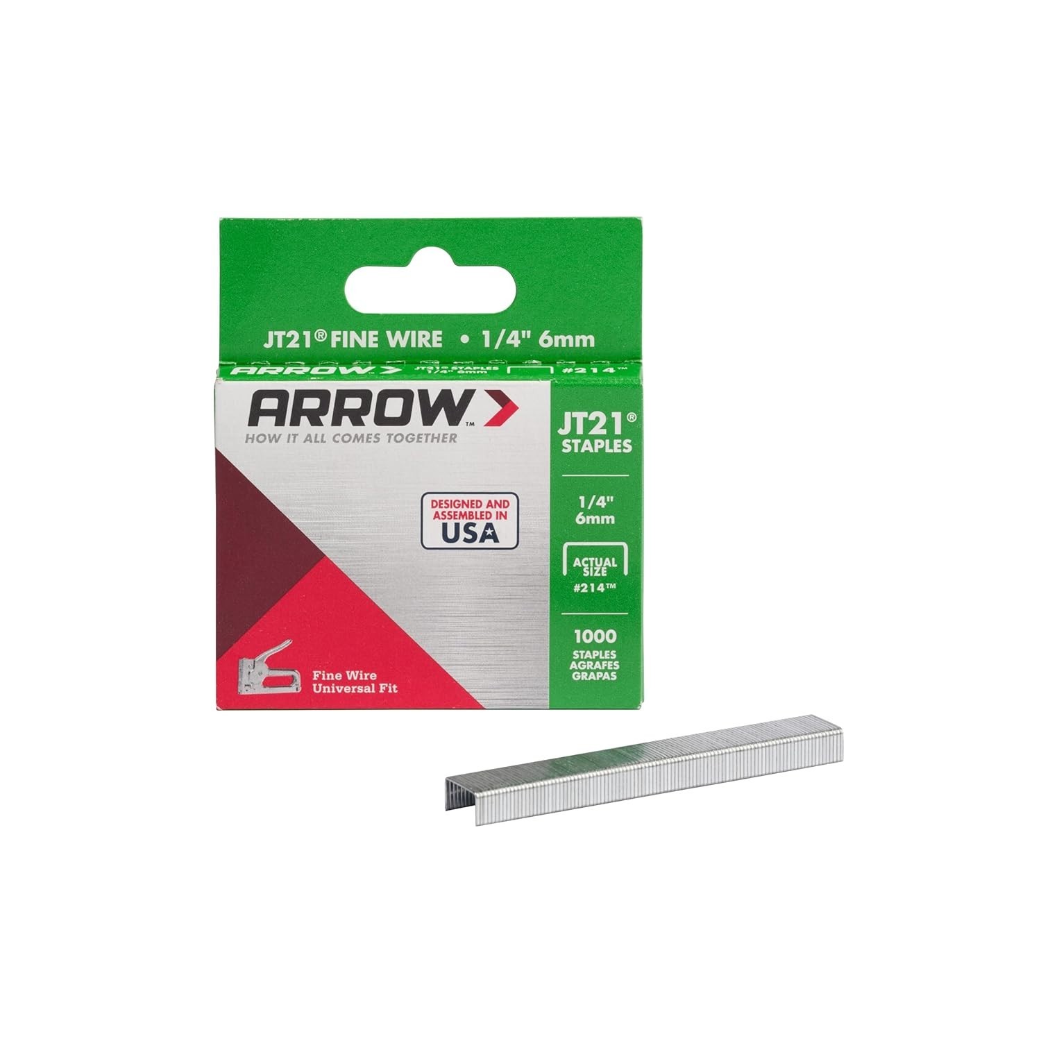 1/4-Inch Arrow JT21 Staples for Crafting & Upholstery – 1000 High-Quality Pieces