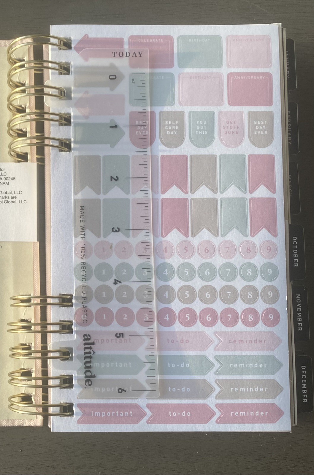 Altitude 2025-2026 15 Months Planner 5″x8″ Monthly/Weekly Powder Pink