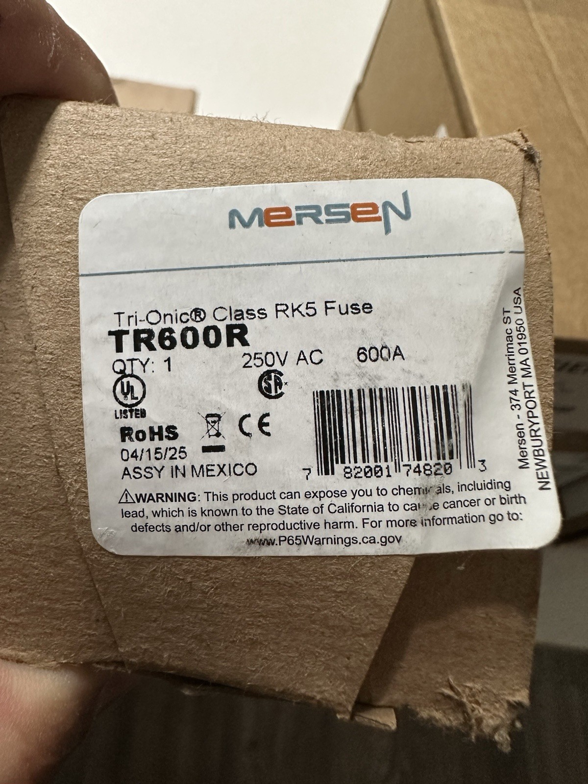 Mersen TR600R. 600A Electrical Fuse 250v, Class RK5