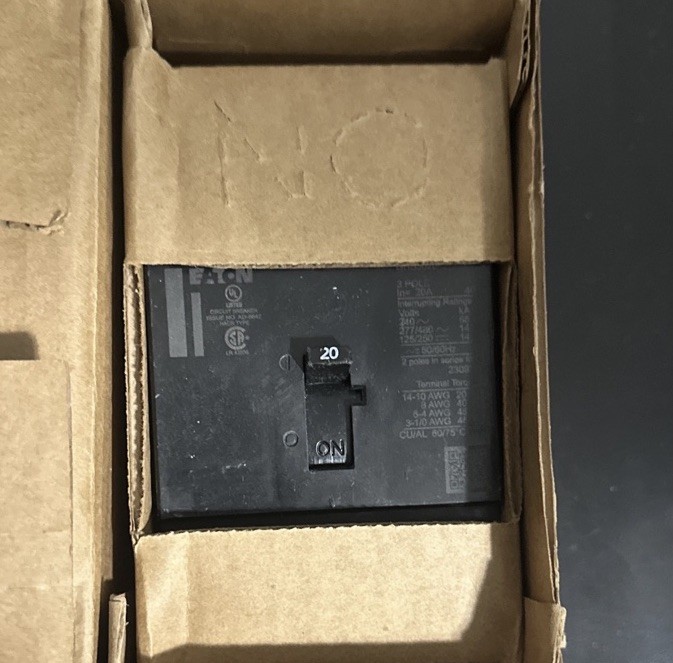 Eaton GHB3020 20A 3-Pole 277/480VAC Industrial Bolt-On Circuit Breaker