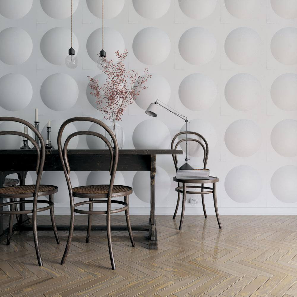 Sloane White 3 In. X 1-3/5 Ft. X 1-3/5 Ft. White PVC Decorative Wall Paneling 1-