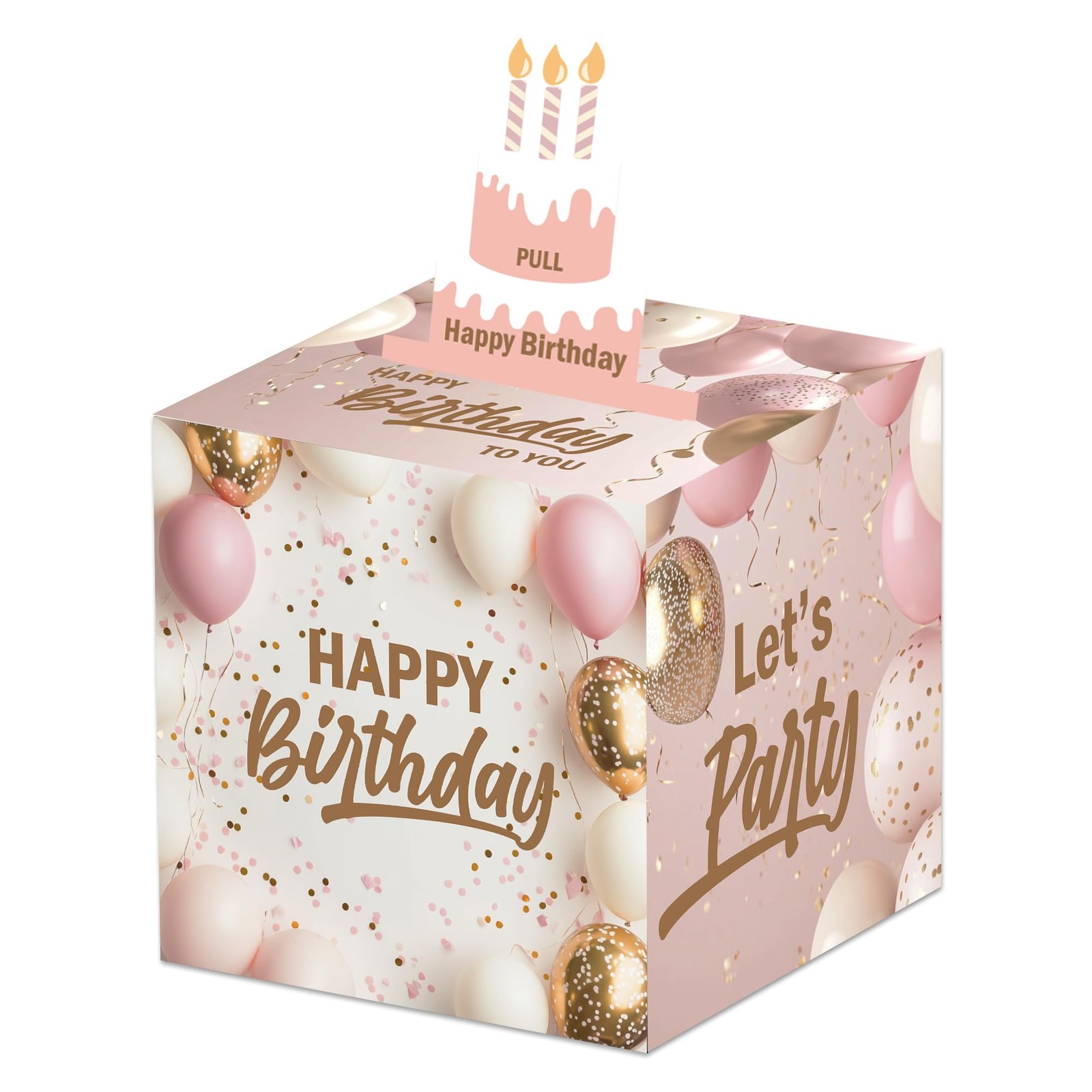 1 Set Simple Pink Birthday Money Box For Cash Pull Out Card 50PCS Bags