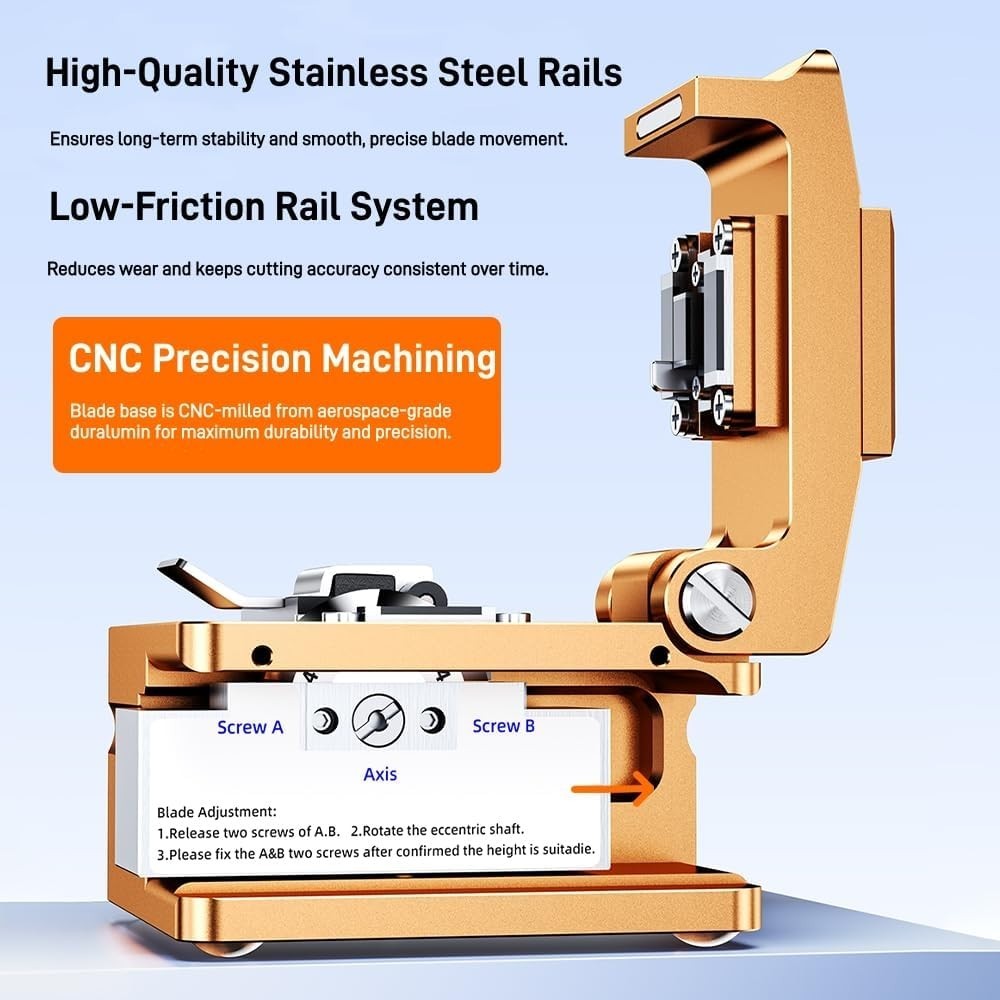 Optical Fiber Cleaver, High Precision FTTH Fiber Optic Cutter with 16 Cleave Pos