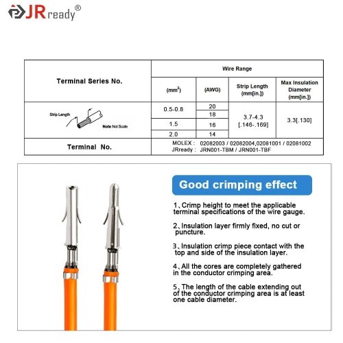ST6423 MLX 2.13mm Diameter Crimp Terminals Pin Sockets 14-20AWG Molex MLX Male