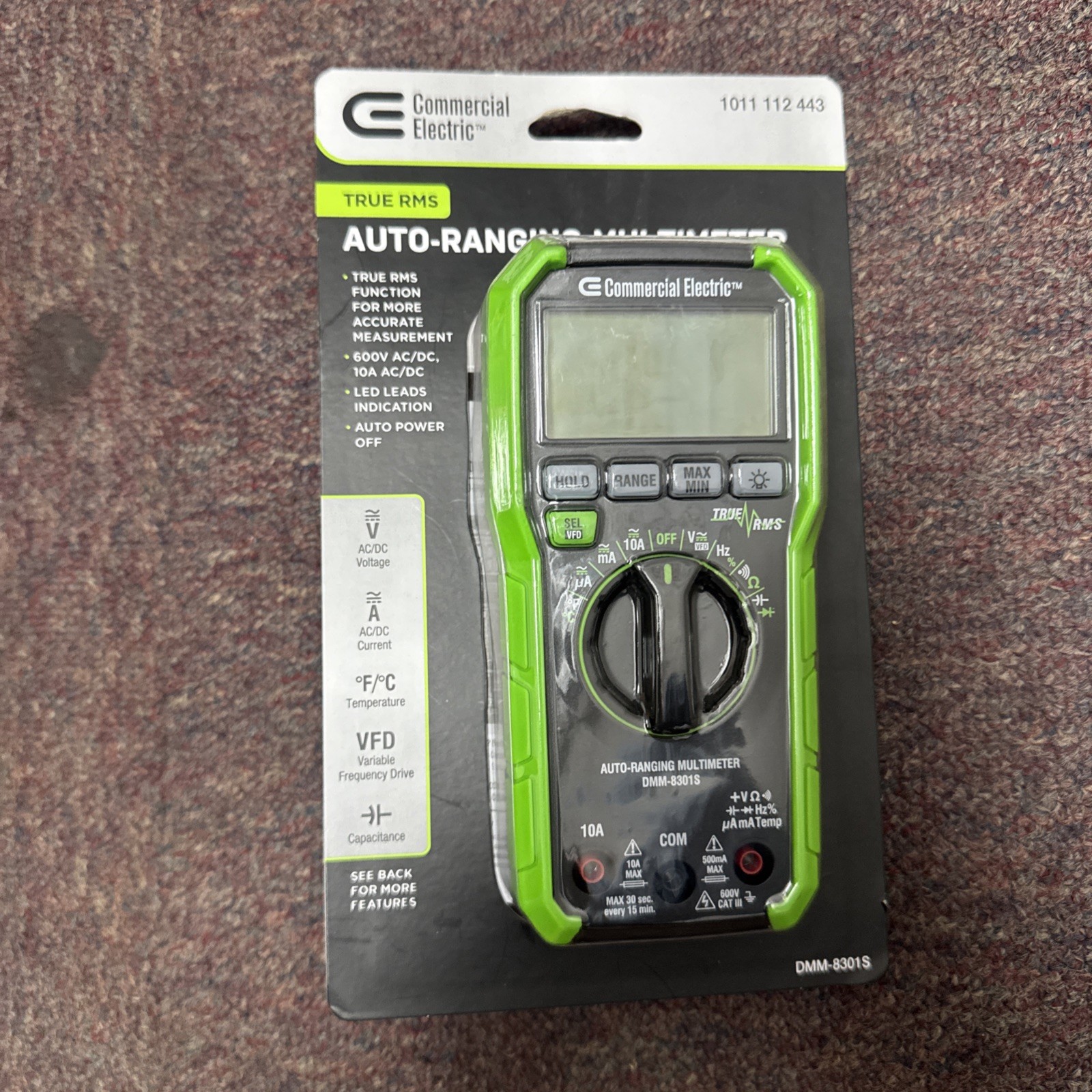 Commercial Electric 600V True RMS Auto Ranging Digital Multimeter W/ Temp (NEW)