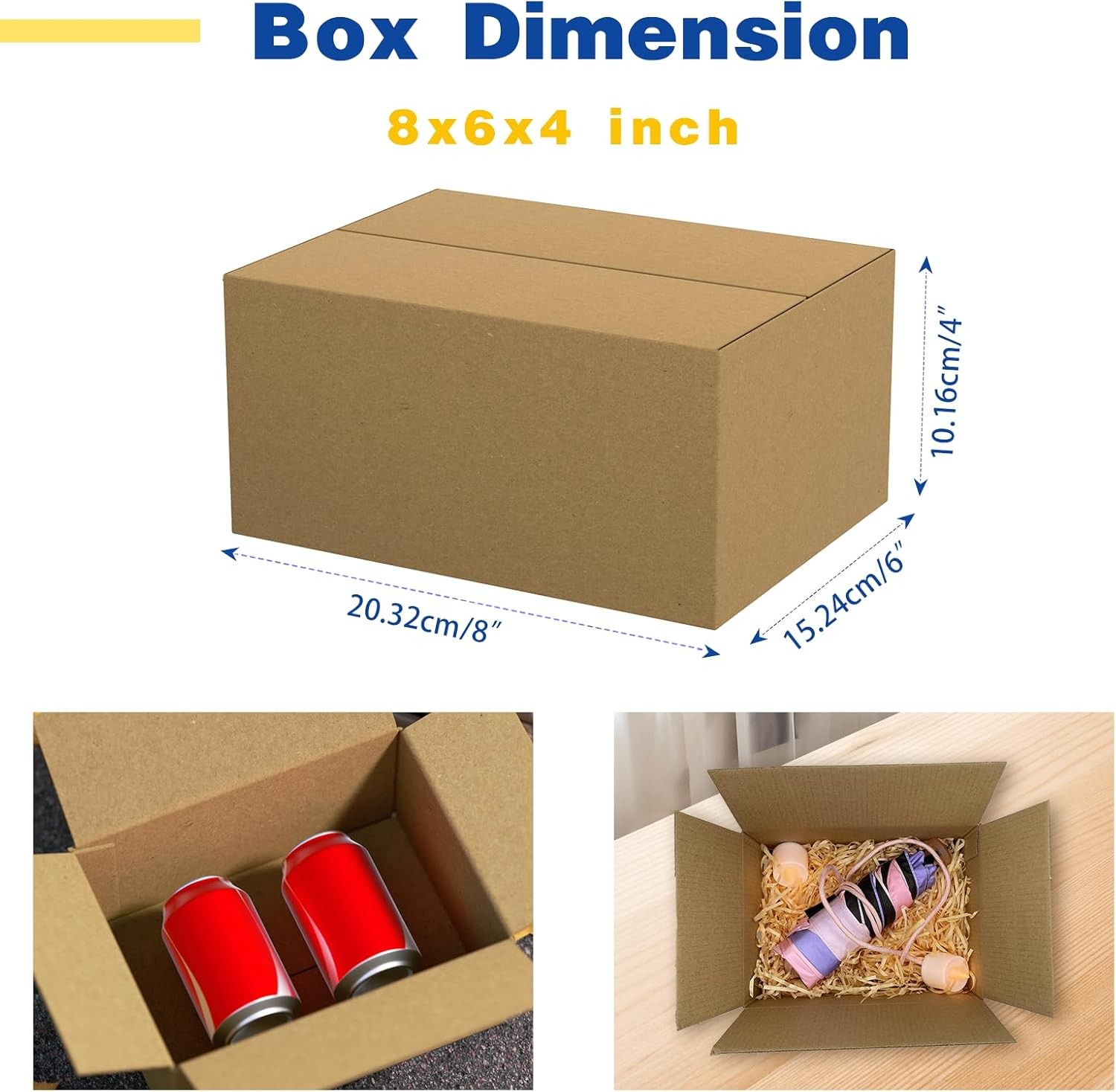 30 Pack 8x6x4 inches Small Shipping Boxes Brown Corrugated Cardboard Boxes for P