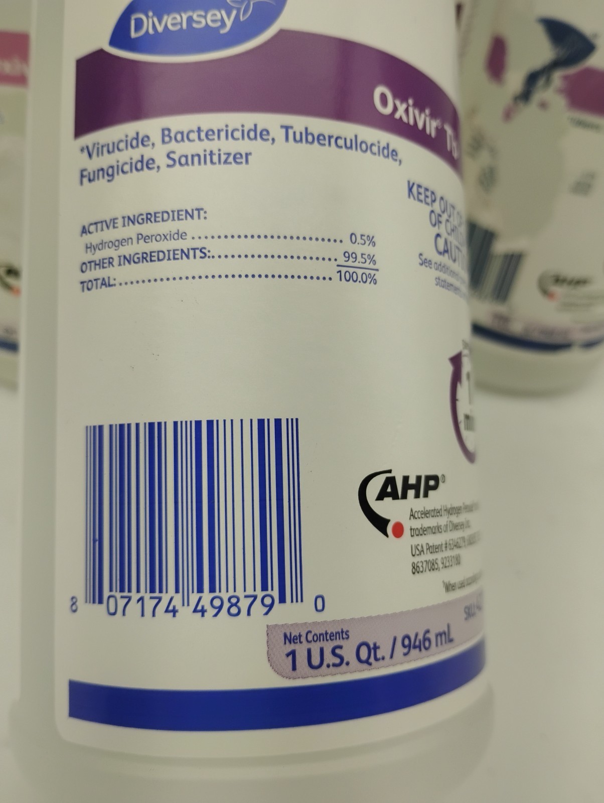 7 Diversey Oxivir Tb Hospital Grade Disinfectant Cleaner 1 Qt 946mL4277285 RTU