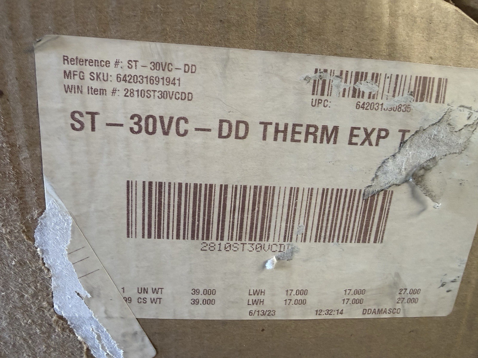 Amtrol ST-30VC-DD ASME Rated 16.6 Gallon Expansion Tank THERM-X-TROL “NEW”