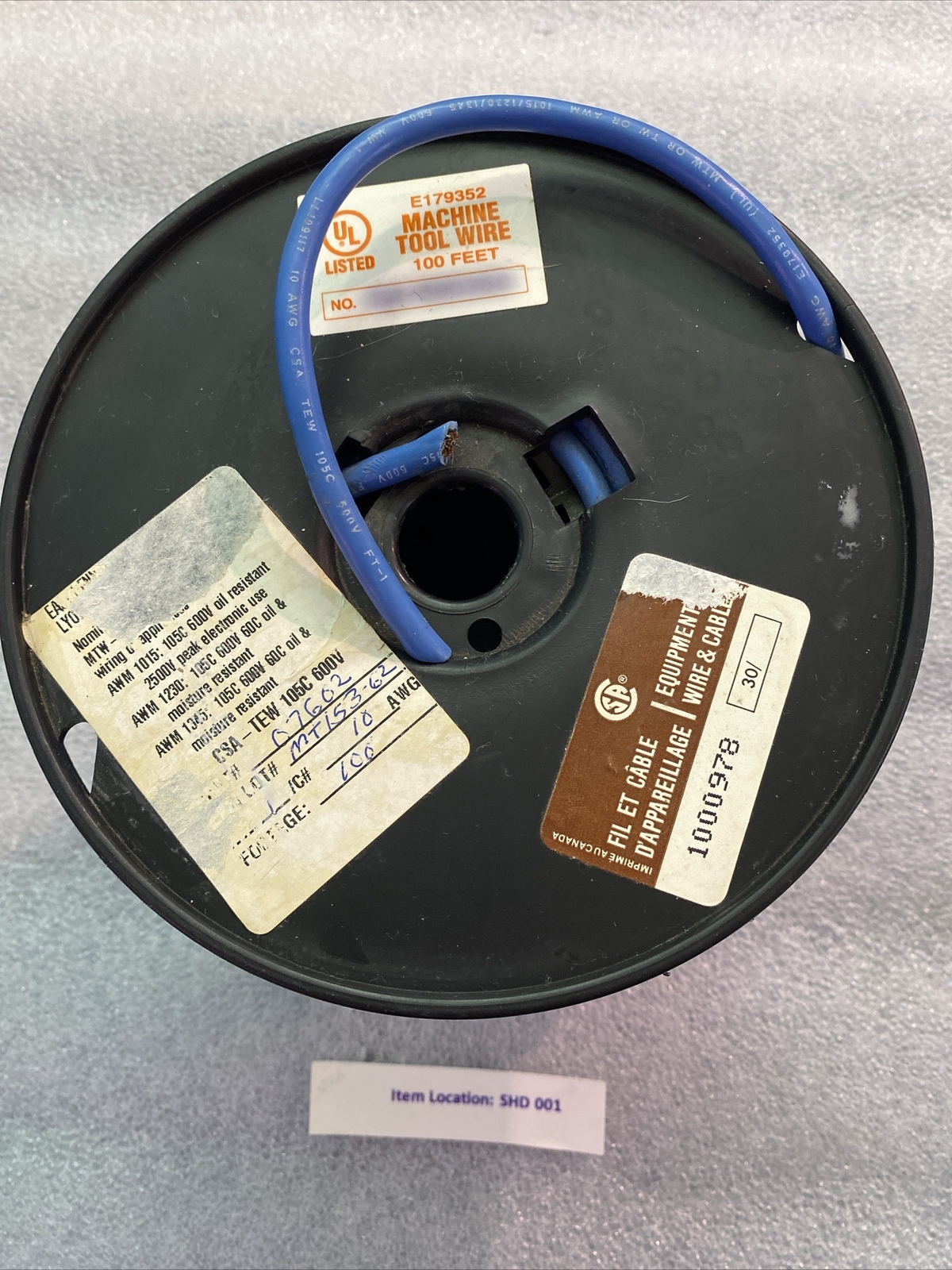 10AWG 600V MACHINE TOOL WIRE 100Ft P/N: 07602 Oil/Moisture Resistant