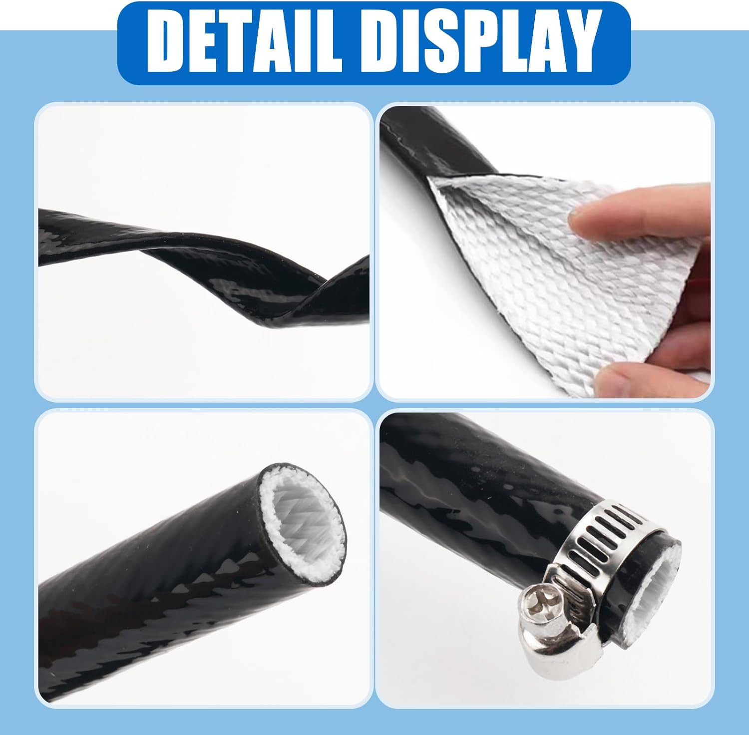 5Ft 3/8″ Fuel Line Heat Shield Sleeve Wire Protection Wrap Thermal Resistant