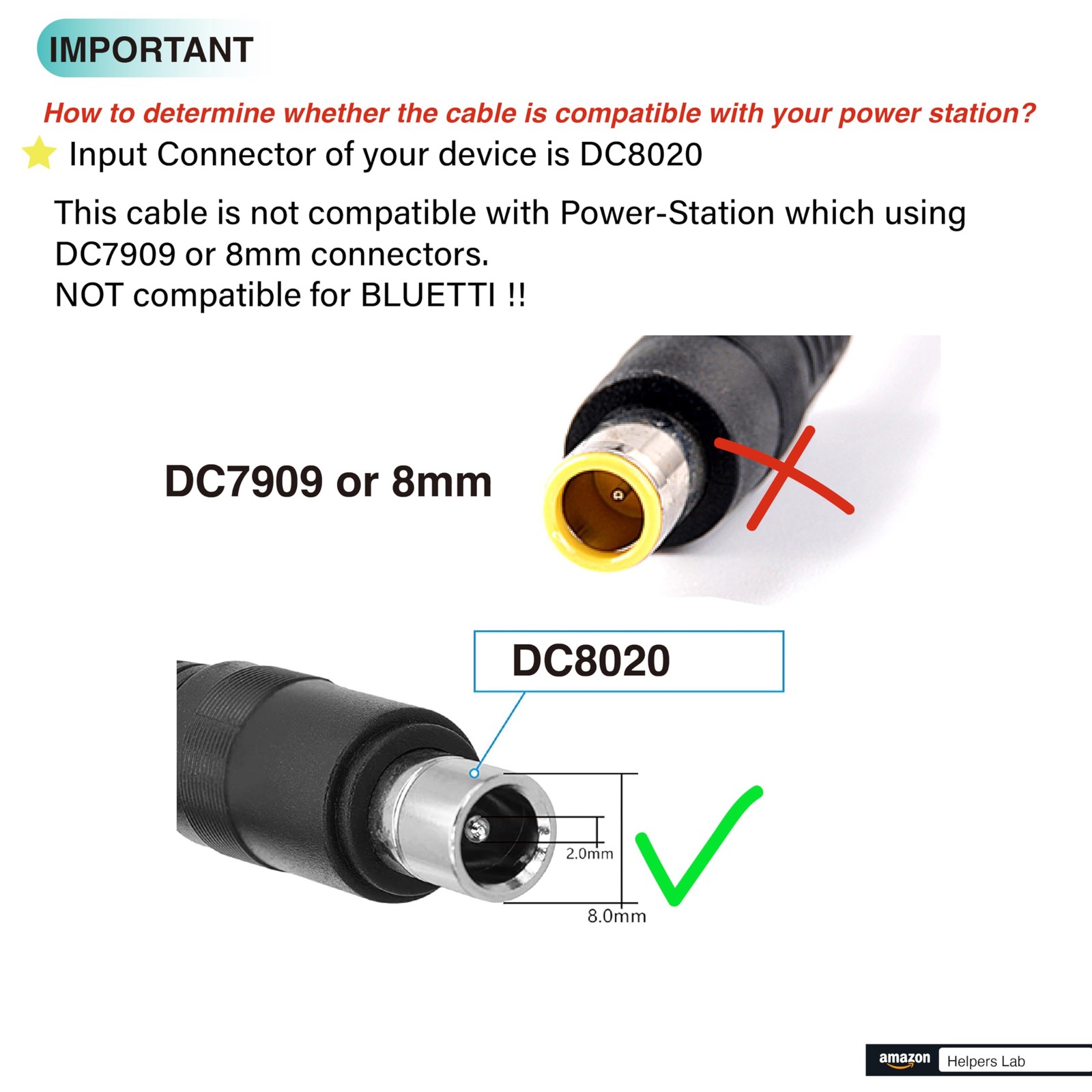 DC8020 Power Pigtails Cable 4.9FT 14AWG 8.0×2.0mm Male Plug Bare Wire 150cm