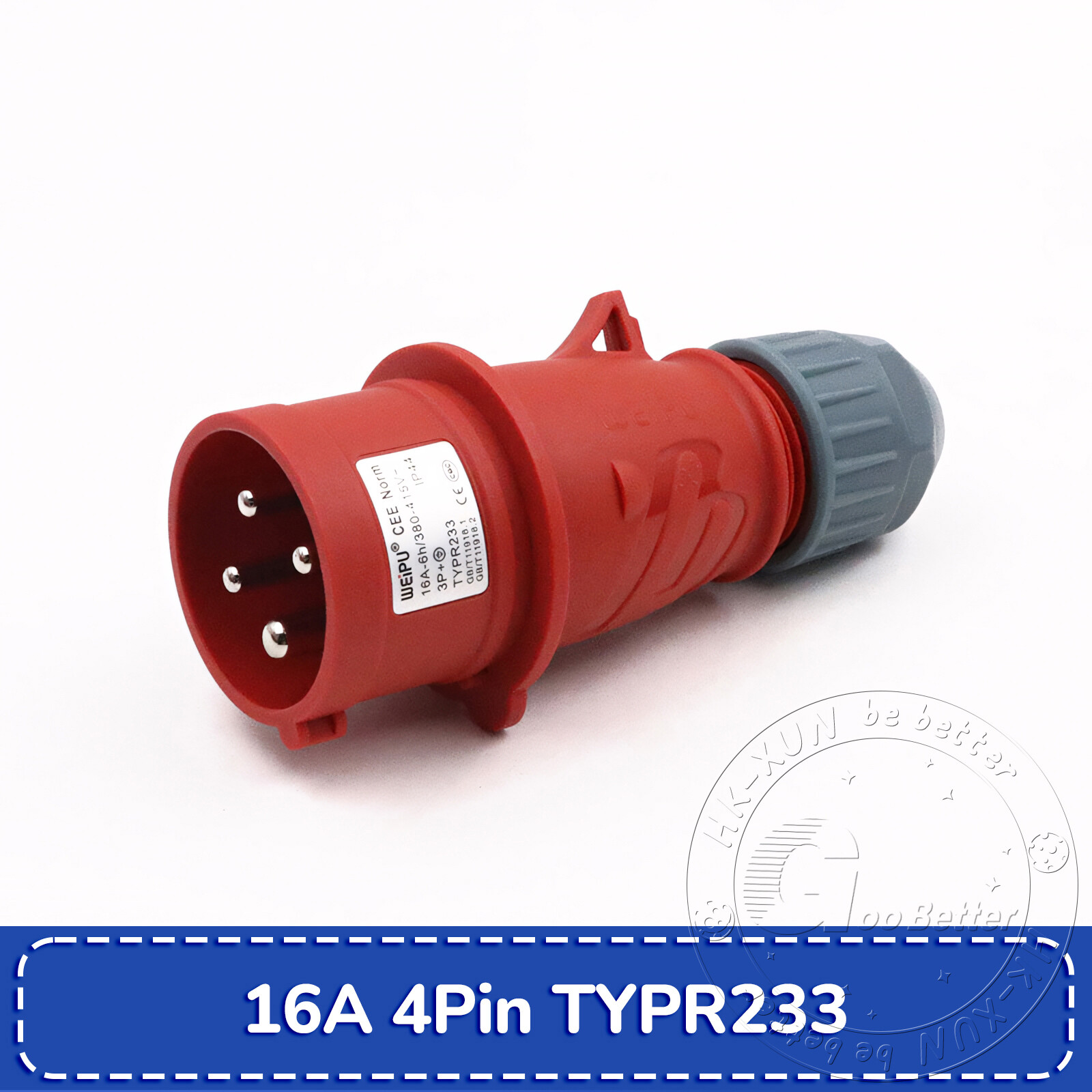 16A 32A 4 PIN RED INDUSTRIAL PLUGS & SOCKETS 3 PHASE 3P+N+E IP44 MALE/FEMALE