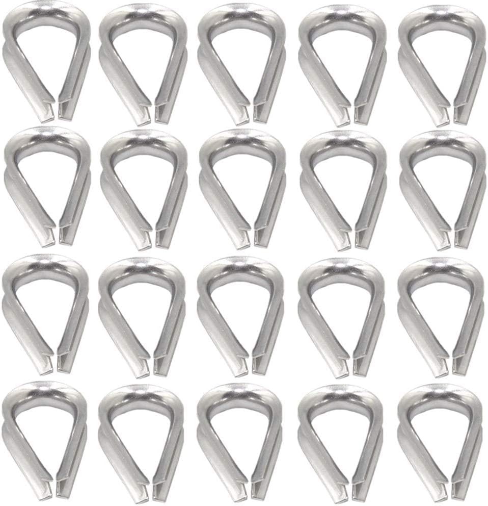 YAMASO 20pcs 1/4» M6 Stainless Steel Thimble for Diameter Wire Rope Cable…