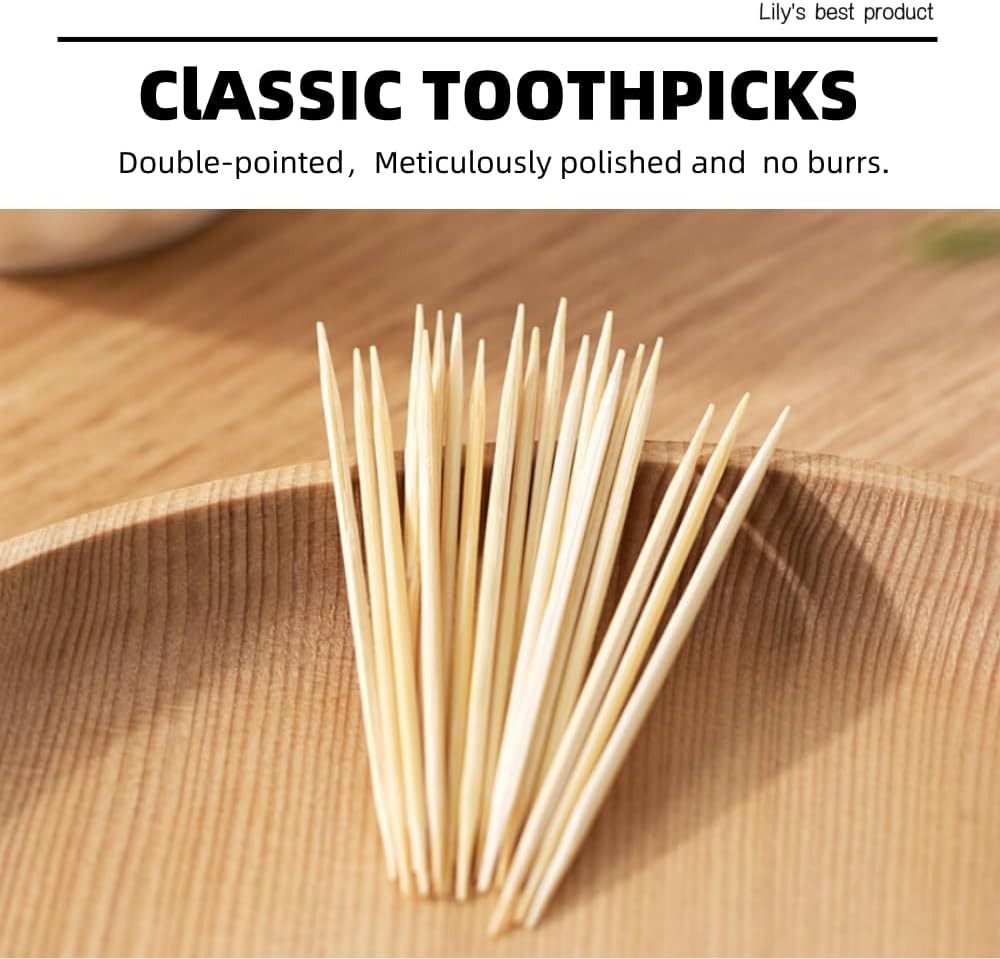 600 Count Double Point Bamboo Toothpicks Multi Purpose Daily Use