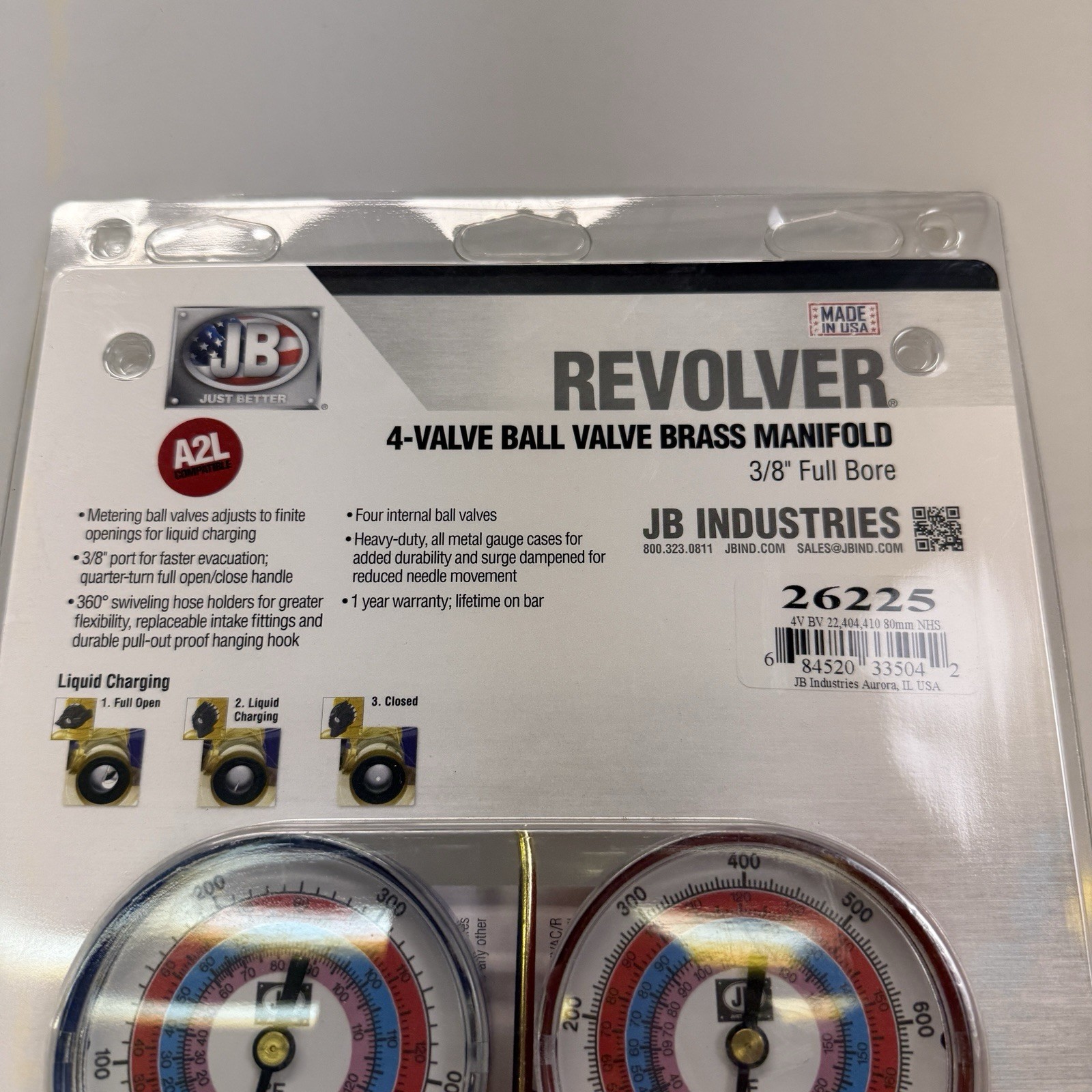 JB Industries Revolver 4-Valve Ball Valve Brass Manifold 3/8″ Full Bore #26225
