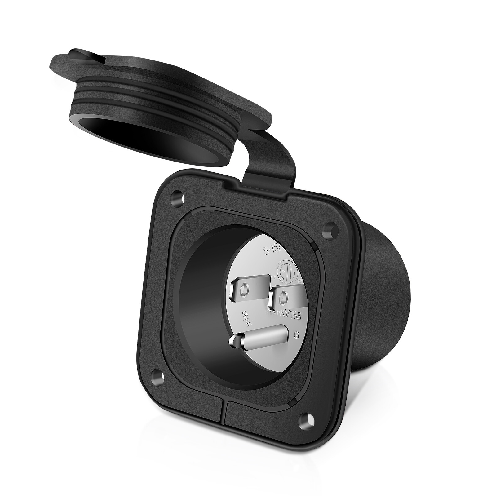 15A 125V Shore Power Inlet Port Plug Outlet NEMA 5-15P Male Receptacle RV Boat