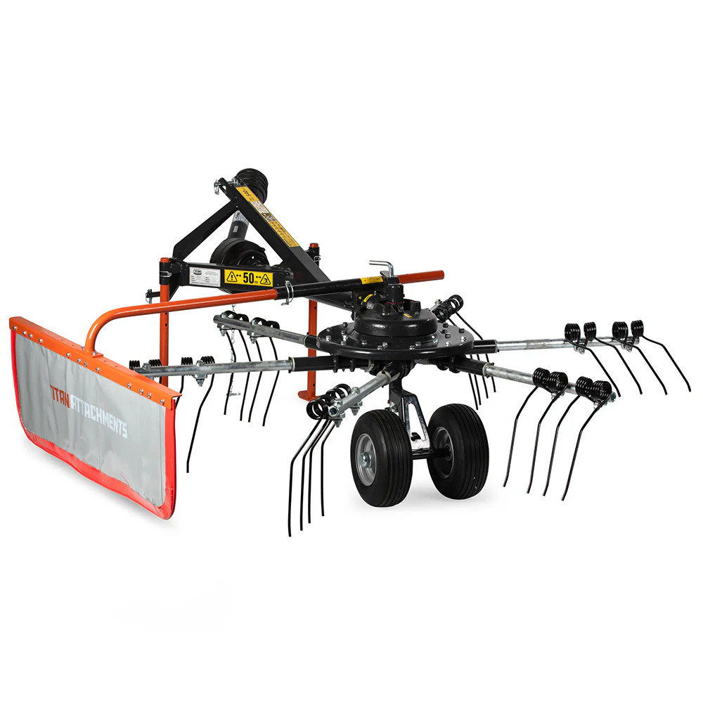Titan Attachments 3 Point 8 FT Rotary Rake, Cat 1 Compatible Hay Rake