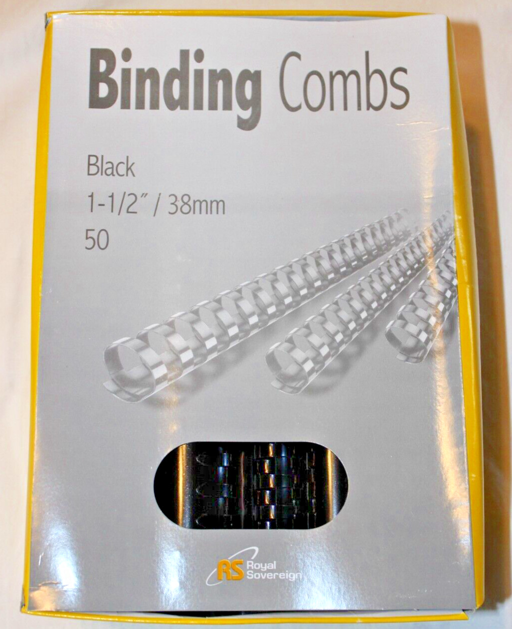 BOX of 50 GENUINE ROYAL SOVEREIGN BLACK 1-1/2” BINDING COMBS 19 HOLE