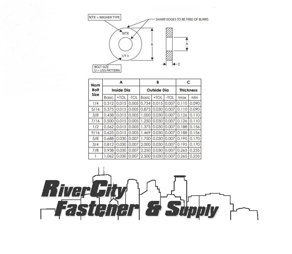 1/4″ Extra Thick Heavy Duty Grade 8 USS Flat Washers 1/4 inch washer 1/4 x 3/4