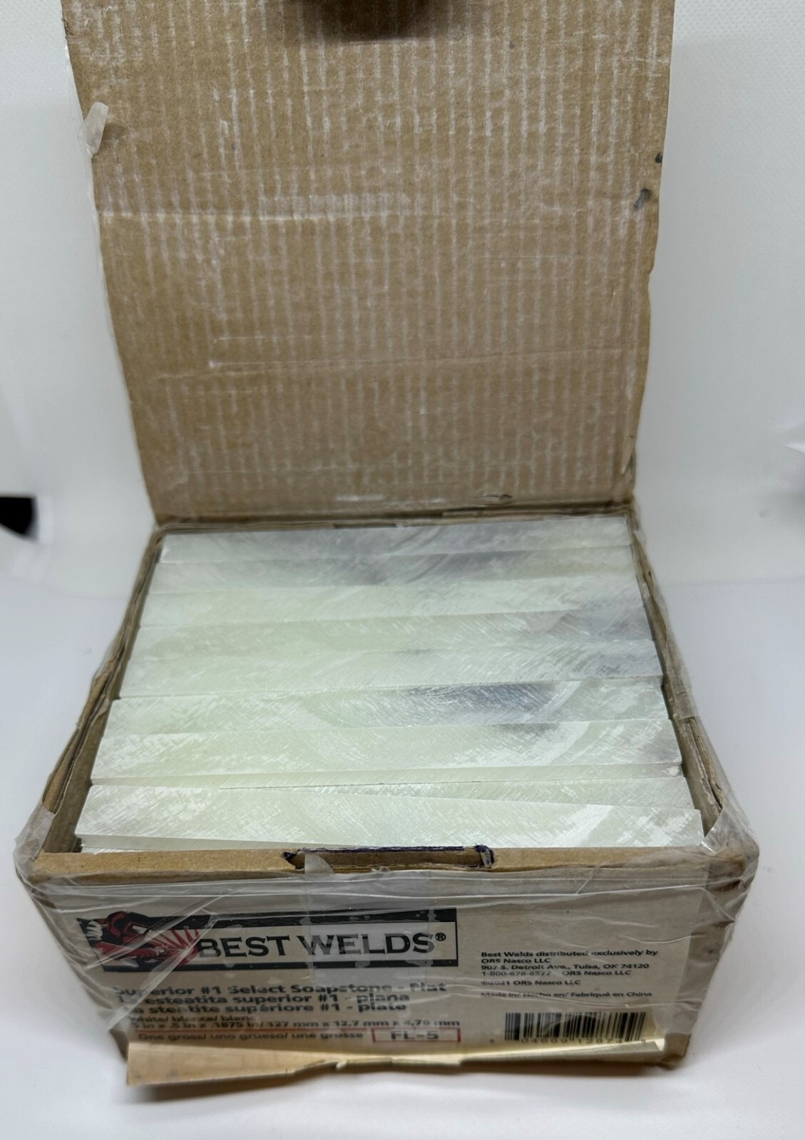 BEST WELDS FL-5 FLAT WHITE SOAPSTONE 5 IN X .5 IN X .1875 IN NEW APPROX 144 PCS