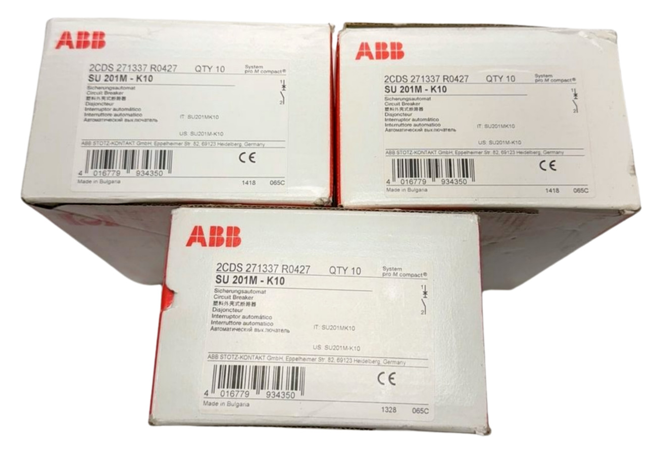 (Box of 10) ABB SU 201M-K10 Circuit Breaker 1-Pole, 10A, 50/60Hz *Free Shipping*