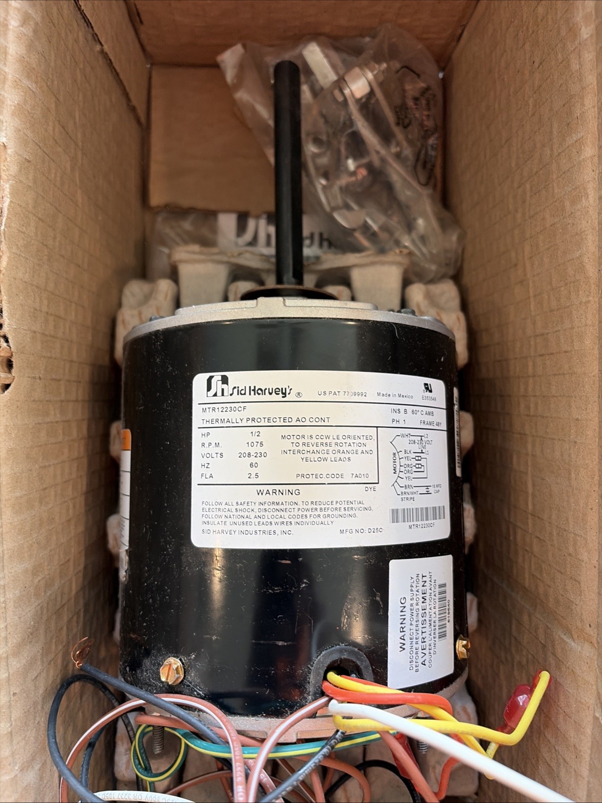 Fan Motor Condenser MTR12230CF AIR CONDITIONER MOTOR 208-230-1