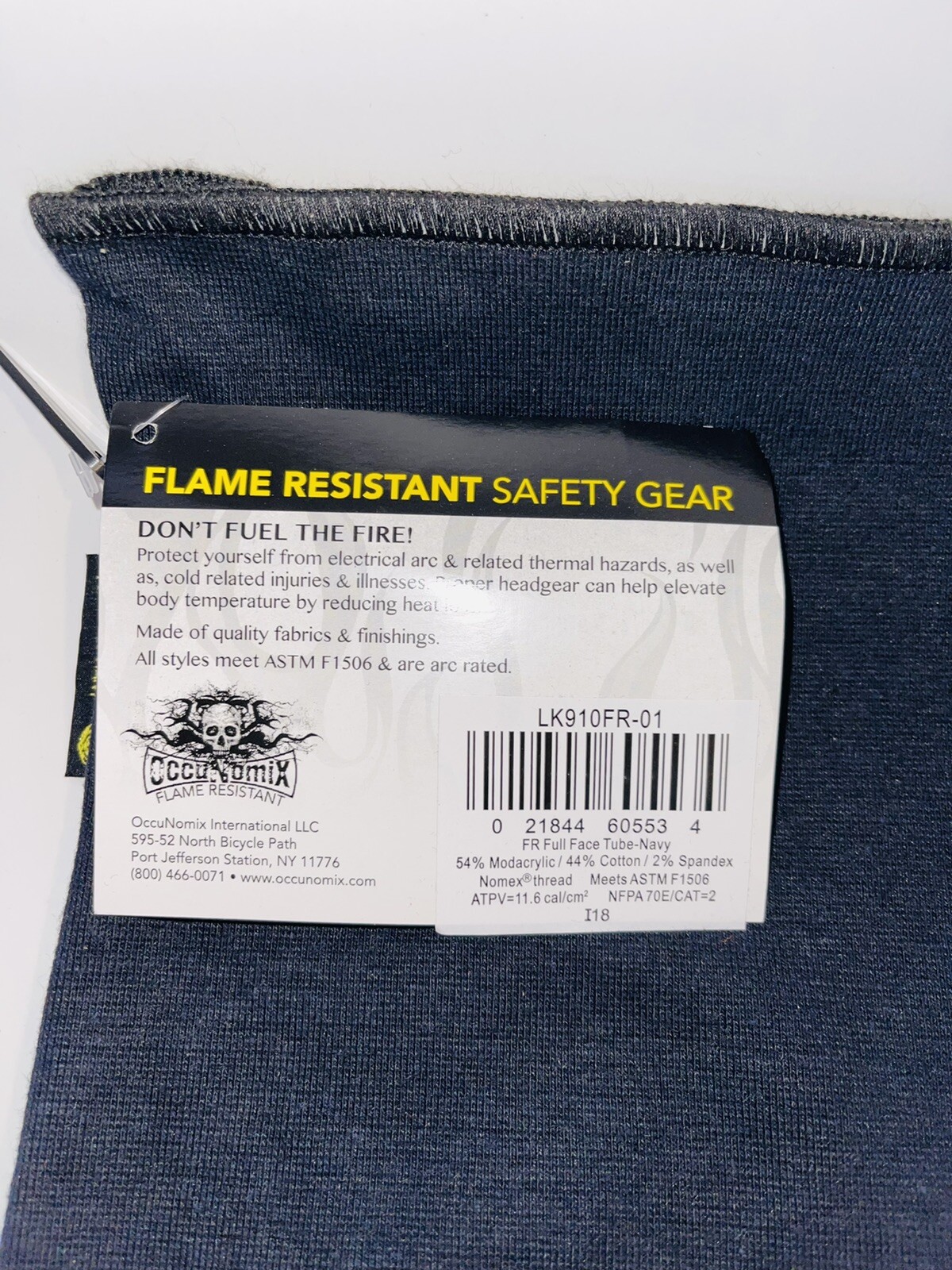 OccuNomix Full Face Flame Resistant Face Cover Hard Hat Tube Liner LK910FR FR