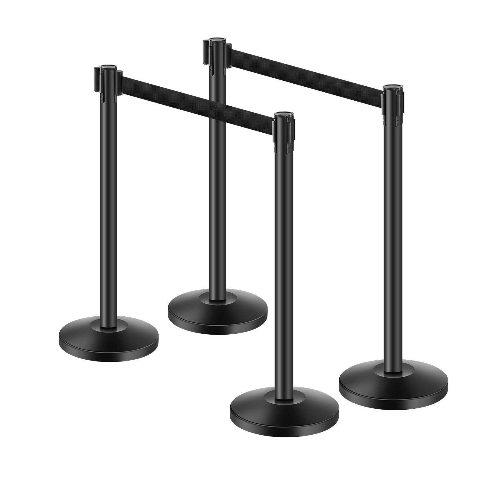 4 Pcs Stanchion Post with 4 Retractable Belts & Sand Injection Hollow Base
