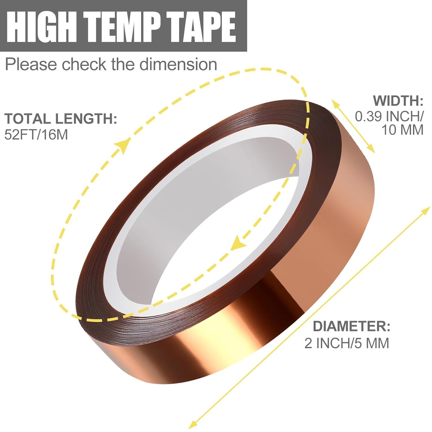 Heat Tape, High Temperature Heat Resistant Tape for Sublimation, 6 Rolls 10Mm*16