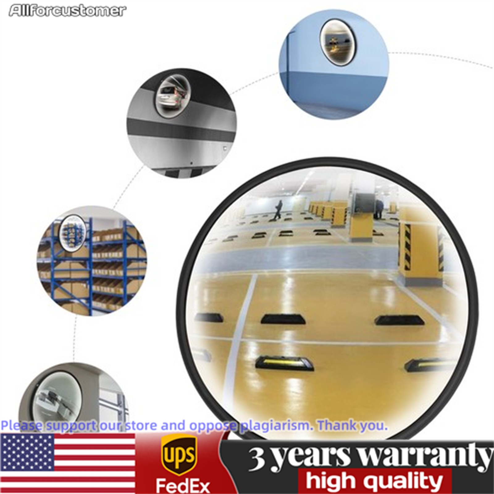 12In Traffic Security Convex Mirror Wide Angle Driveway Safety Corner Blind Spot
