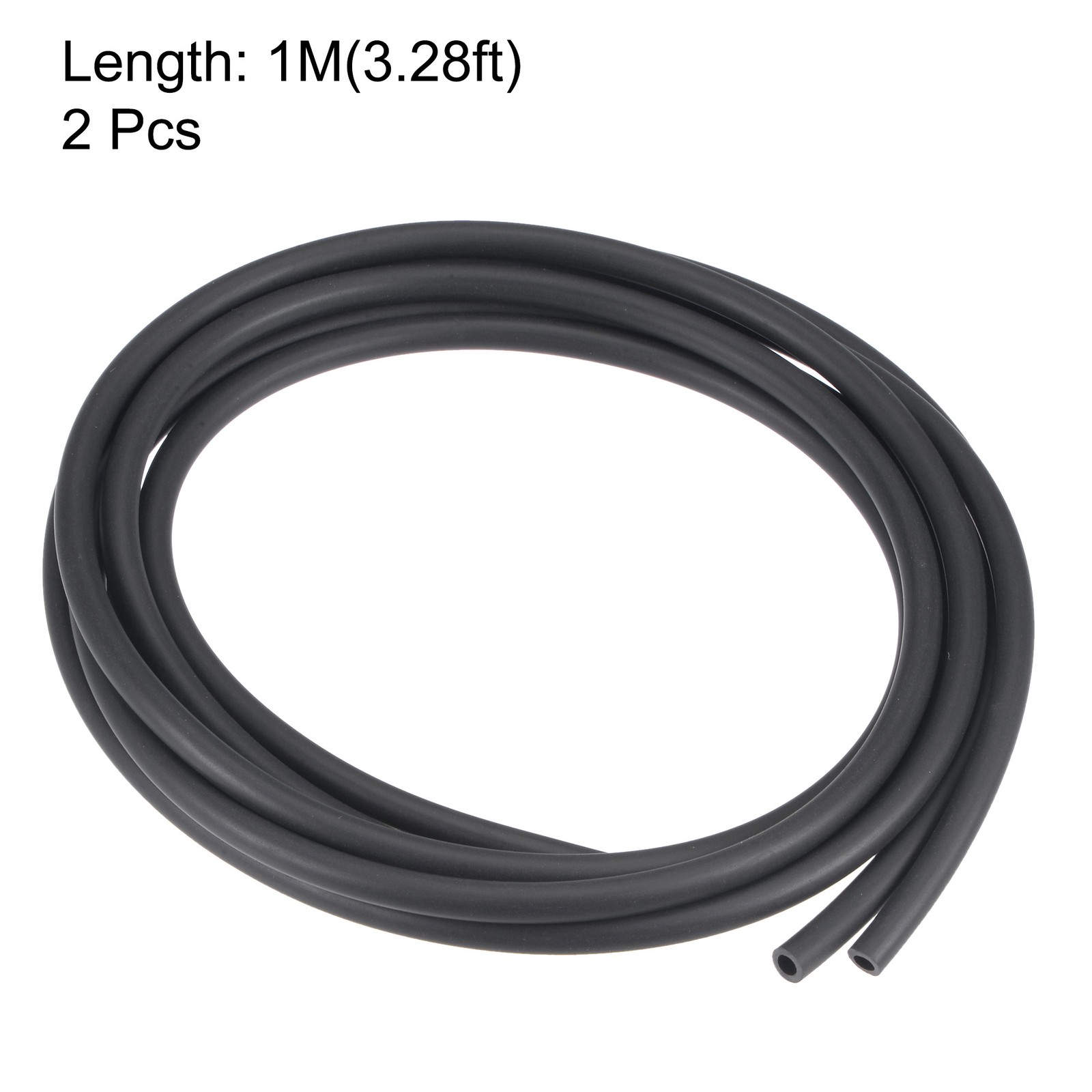 2pcs Lubricating Oil Hose 3mm ID x 5mm OD 3.3ft Water Tube Black Rubber Tubing