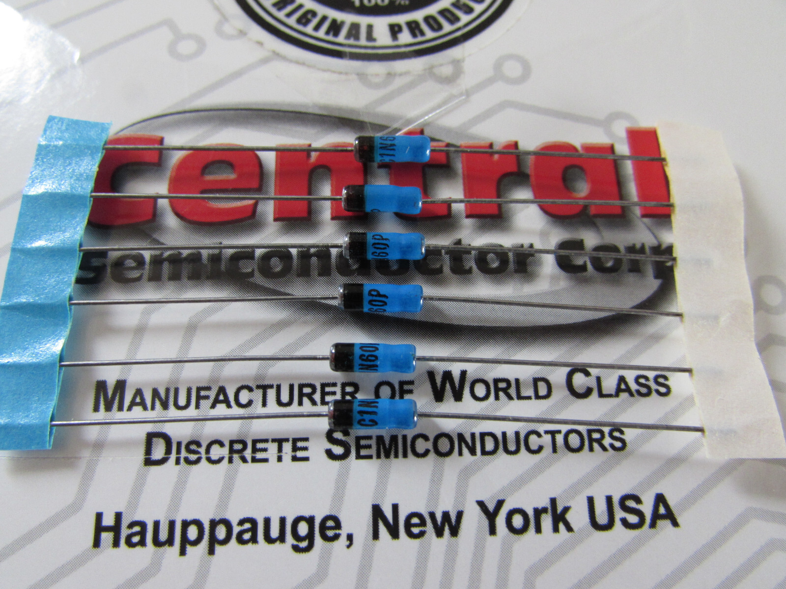 1N60P, 1N60 Central Semi Gold Bonded Germanium Glass Diodes Vintage 6pcs NOS USA