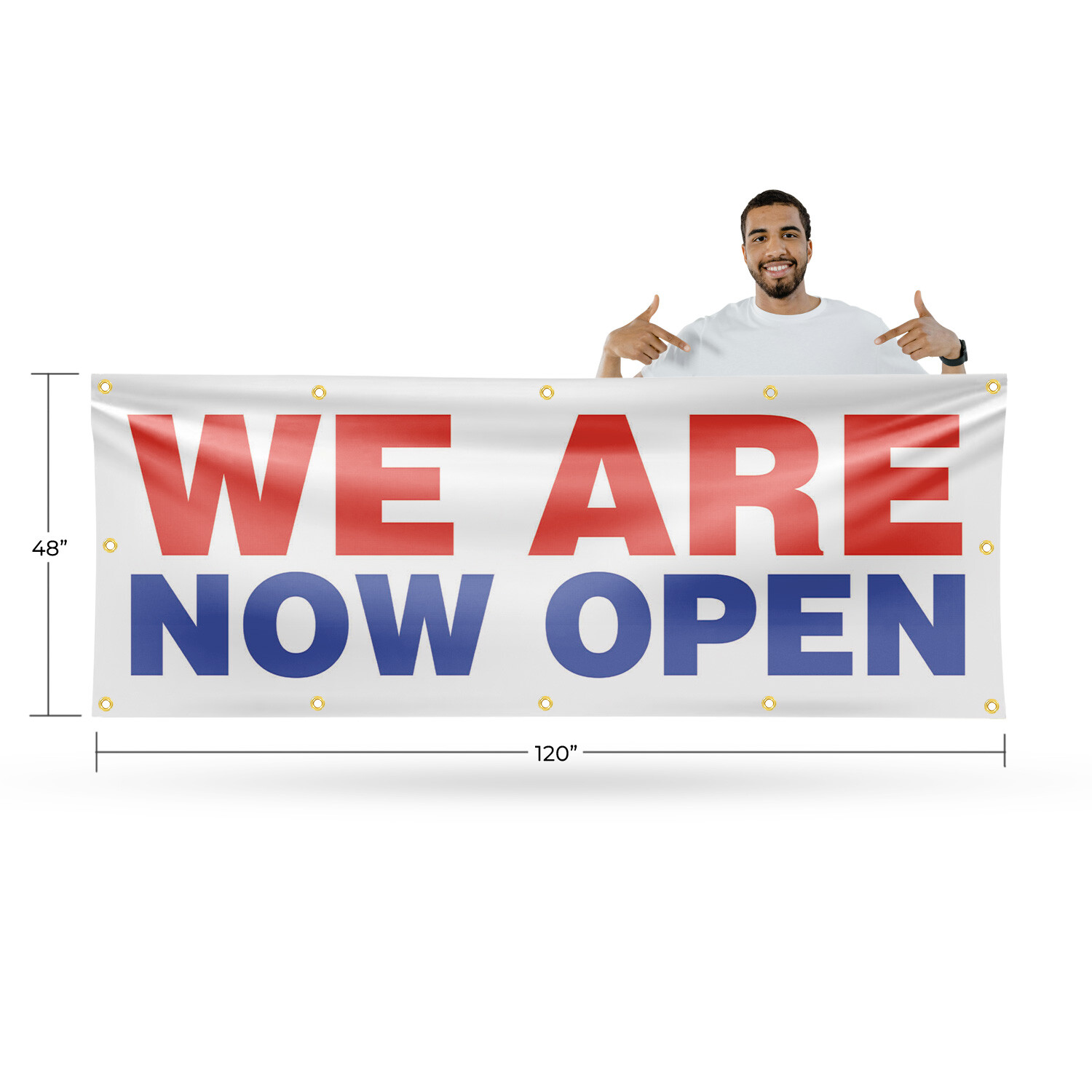 We Are Now Open Vinyl Banner Sign with Metal Grommets Heavy-Duty Single-Sided