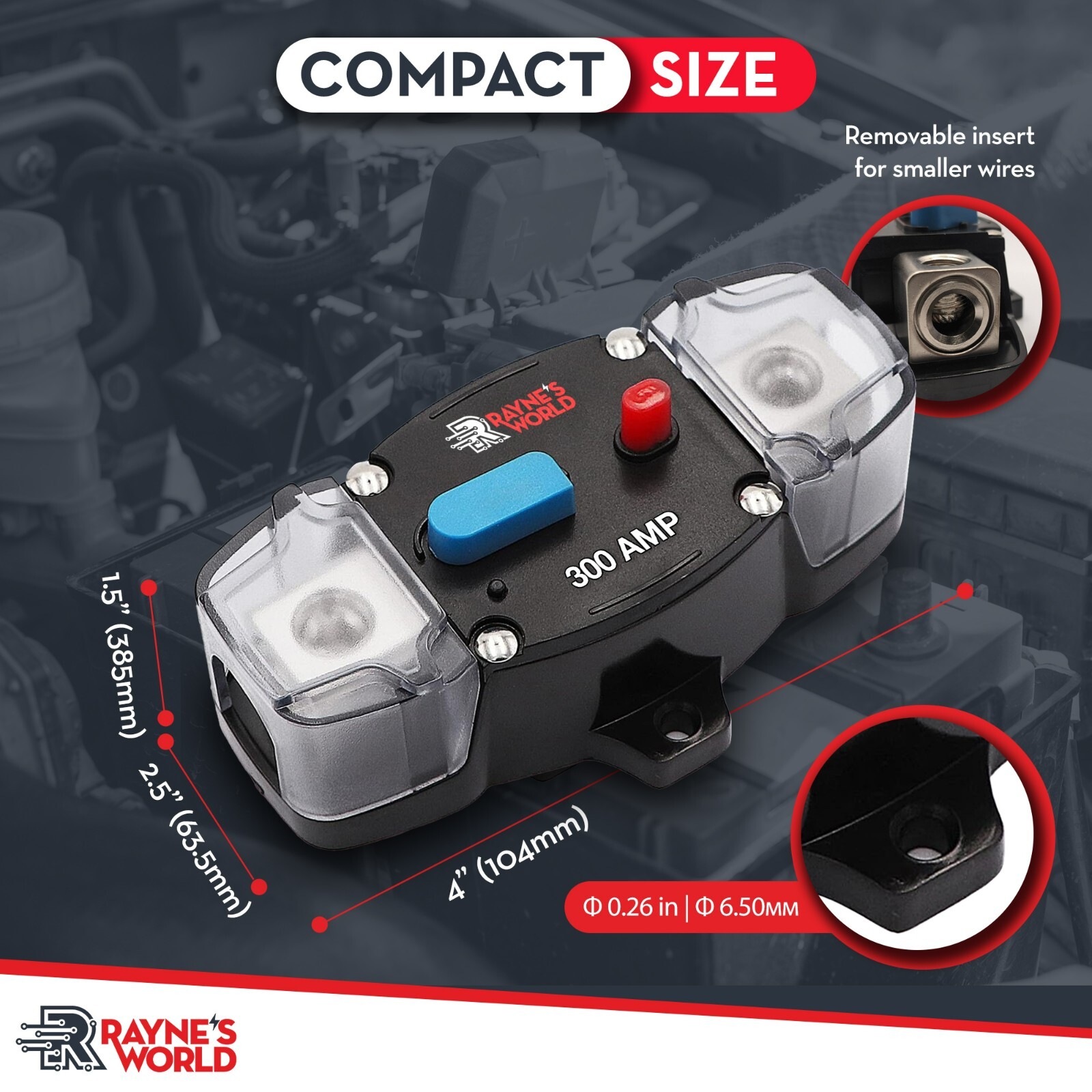 2 PACK 300 Amp 12-48V DC Inline Circuit Breaker with Cover Car/Audio/Boat/Solar