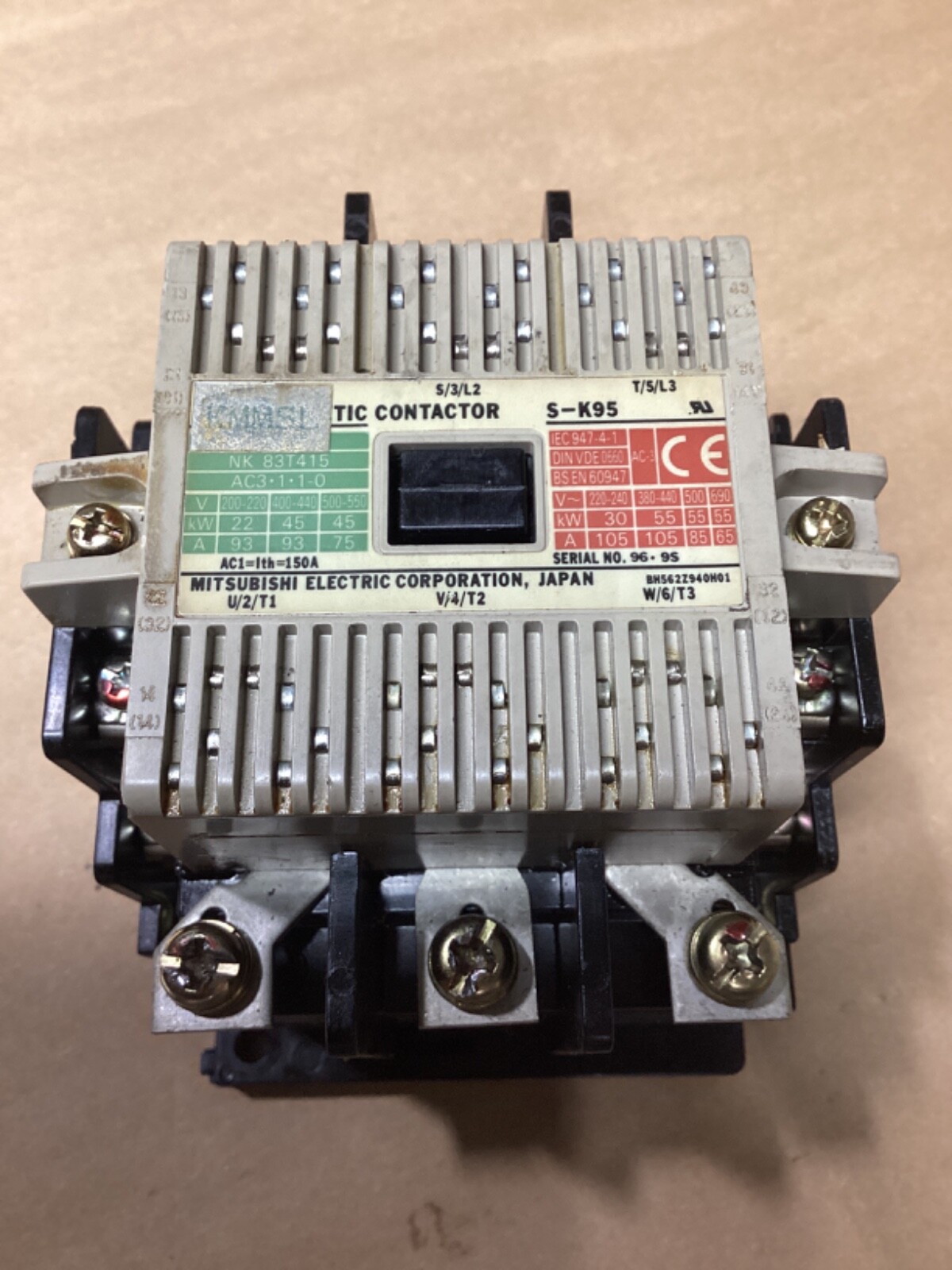MITSUBISHI MAGNETIC CONTACTOR S-K95 200-240V 50/60hz #101A25PR2
