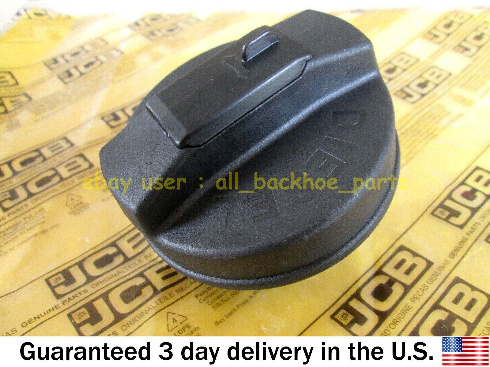 JCB BACKHOE- GENUINE JCB DIESEL FILLER CAP W. 2 KEYS (PART# 332/F4780 331/11403)